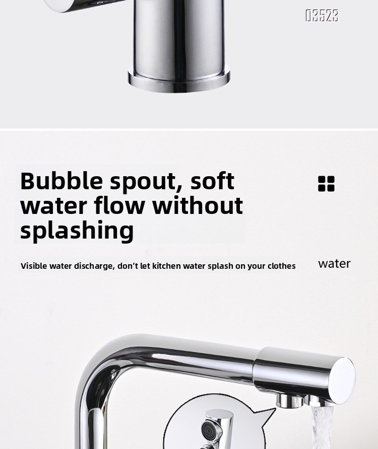 Chrome Kitchen Faucet with Pull-Out Sprayer, Modern Single Hole Kitchen Sink Faucet, Dual Handle, Brass