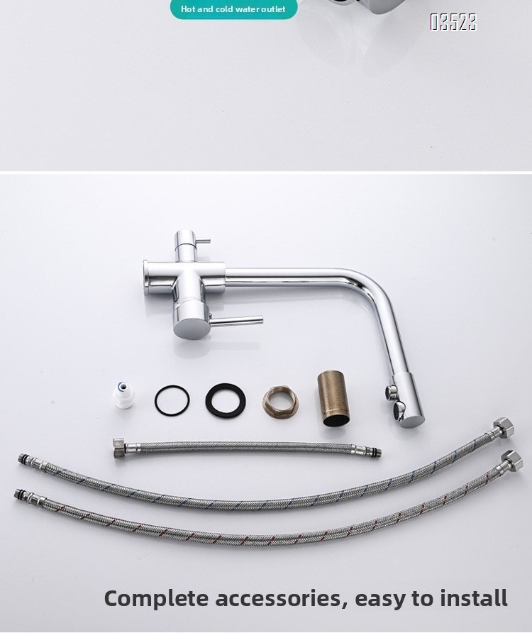 Chrome Kitchen Faucet with Pull-Out Sprayer, Modern Single Hole Kitchen Sink Faucet, Dual Handle, Brass