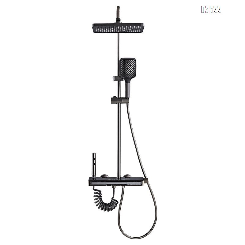 New digital display atmosphere light shower hidden installation shower head set water-plated gray shower head shower a complete set