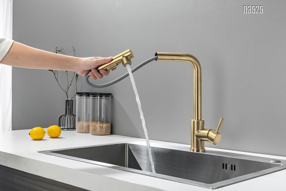 Kitchen Faucets with Pull Down Sprayer,  Stainless Steel, Single Handle Classic  Sink Faucet for Farmhouse Bar Laundry RV