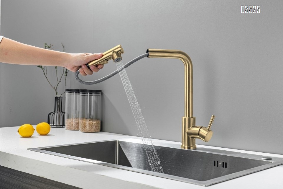 Kitchen Faucets with Pull Down Sprayer,  Stainless Steel, Single Handle Classic  Sink Faucet for Farmhouse Bar Laundry RV