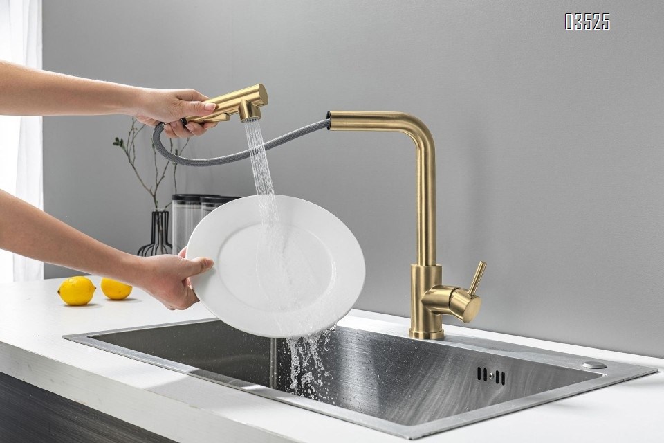 Kitchen Faucets with Pull Down Sprayer,  Stainless Steel, Single Handle Classic  Sink Faucet for Farmhouse Bar Laundry RV