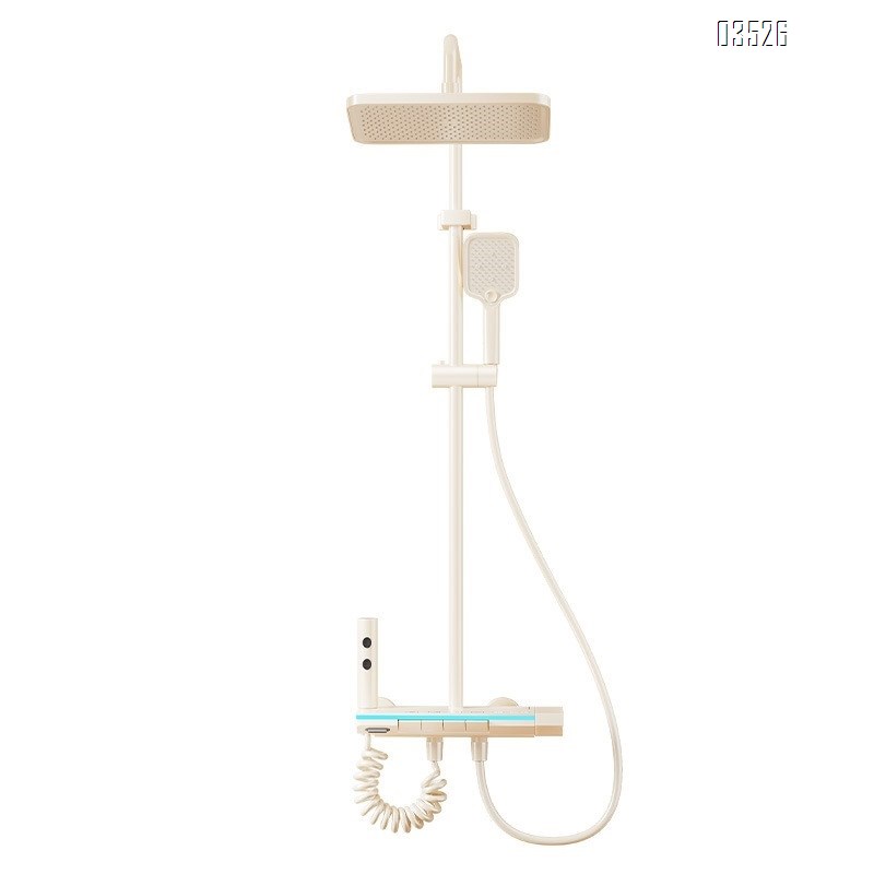 Shower Head Set Cold and Hot Digital Display Gun Grey Piano Shower Head Hygienic Bathing Shower Set