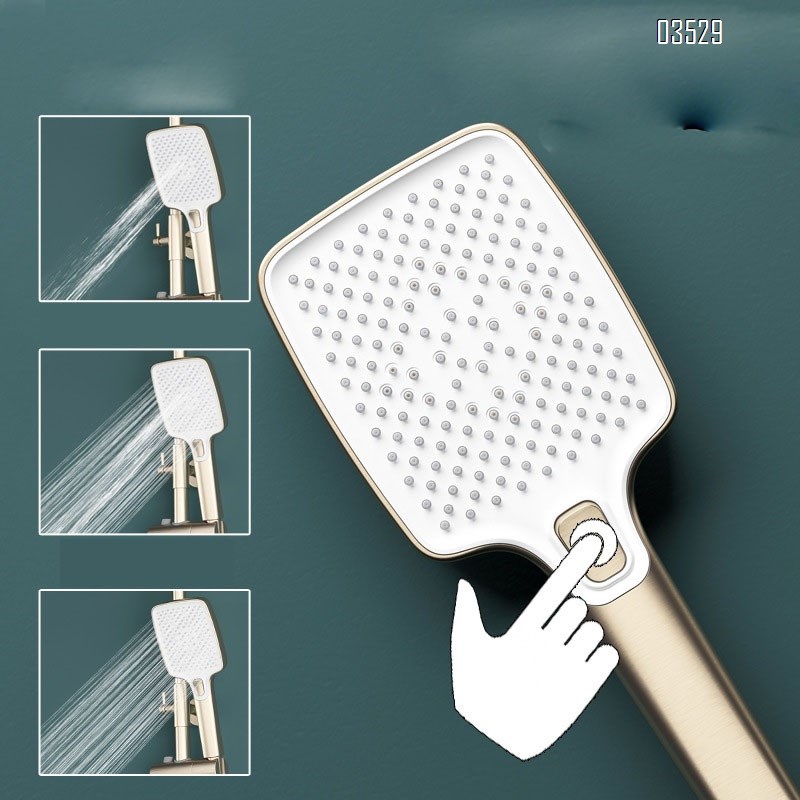 Brass digital display atmosphere piano key shower white shower head set home pressure increase powerful shower set