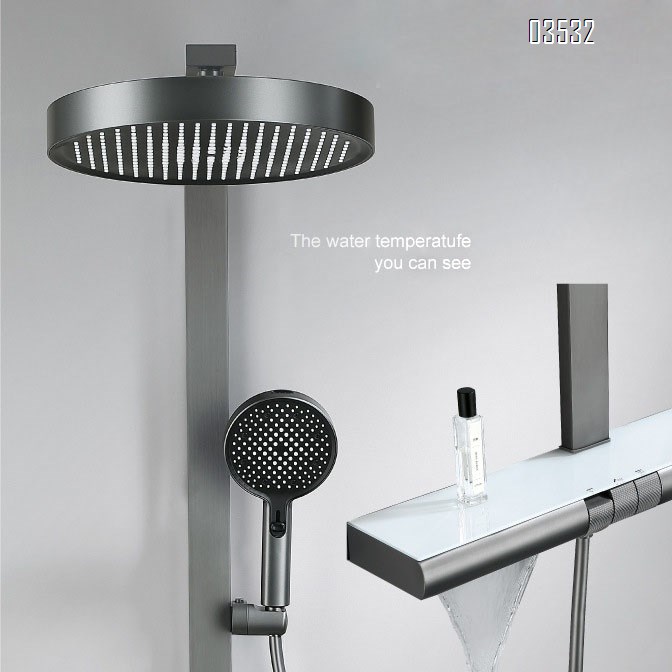 Brass Shower Head Set Bathroom Shower Head Home Use All Brass Set Multi-functional Cold and Hot Top Spray Tap