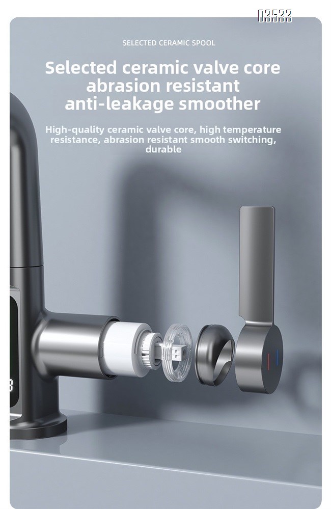 Modern Single-Hole  Pull Out Kitchen Sink Faucet Water Fall Mixer with Temperature Show Display for Hotels and Apartments