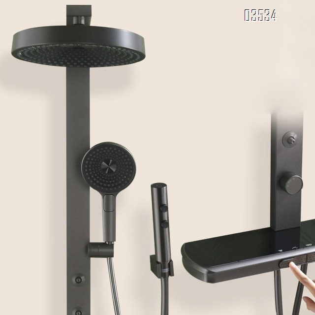 One-piece shower set all Brass digital display storage hydraulic power generation bathroom spray gun pressure increase home use