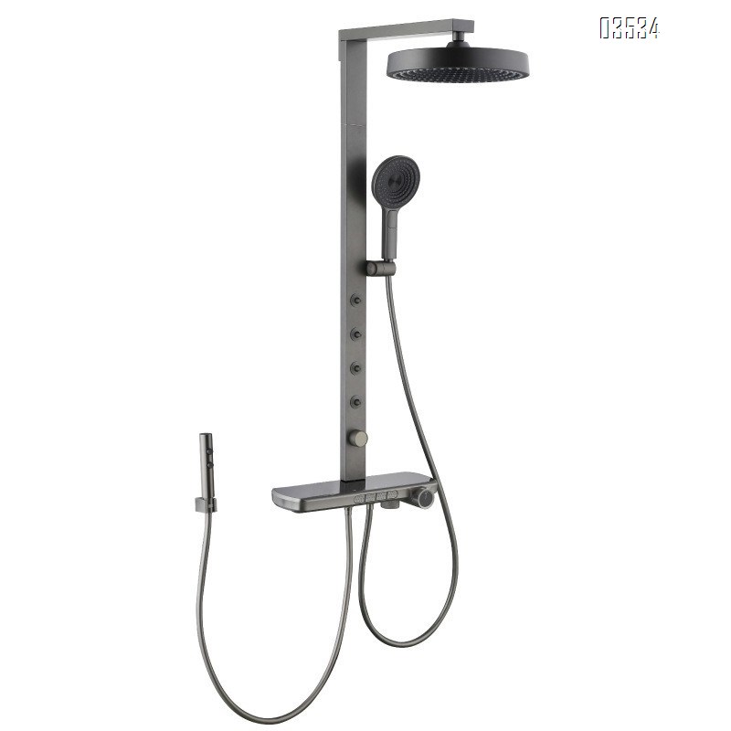 One-piece shower set all Brass digital display storage hydraulic power generation bathroom spray gun pressure increase home use