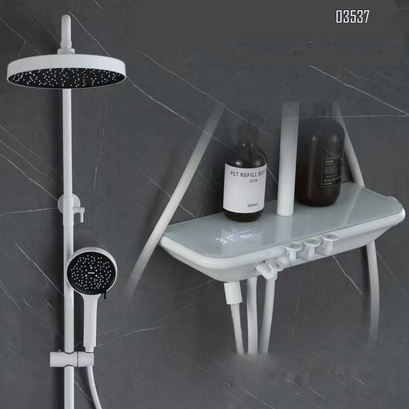 Brass Music key glowing starry sky shower head set with digital display and four functions for home use copper