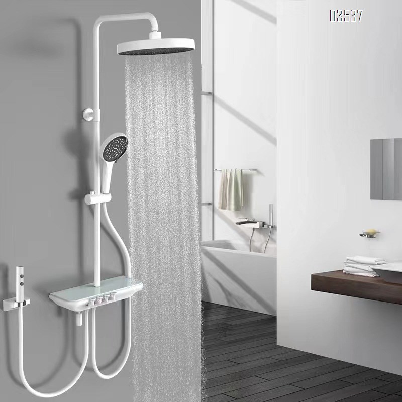 Brass Music key glowing starry sky shower head set with digital display and four functions for home use copper