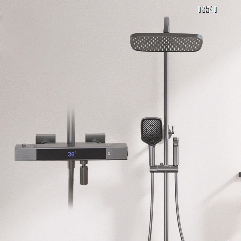 Digital temperature control shower head set Brass home use gun grey shower head Tap