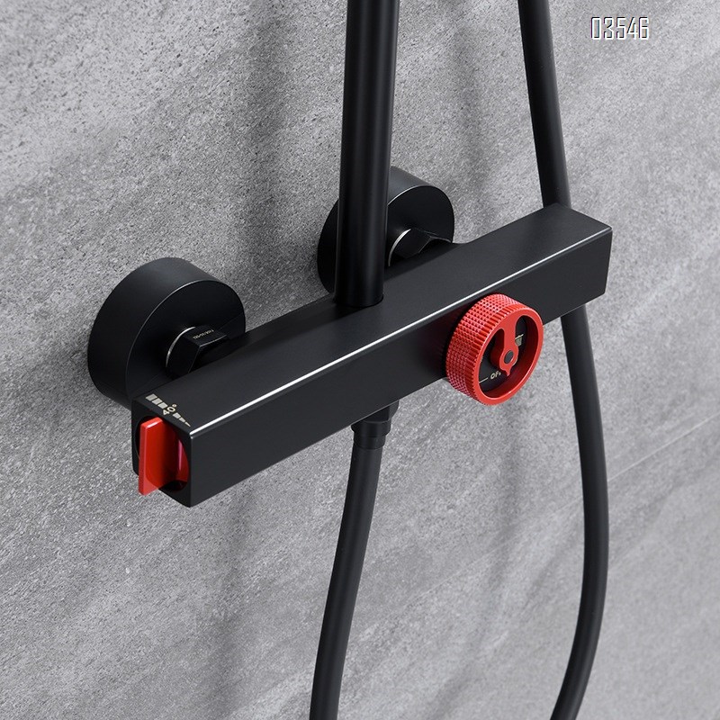 Black smart thermostatic shower head Set full Brass bathroom three-function pressure shower set Tap