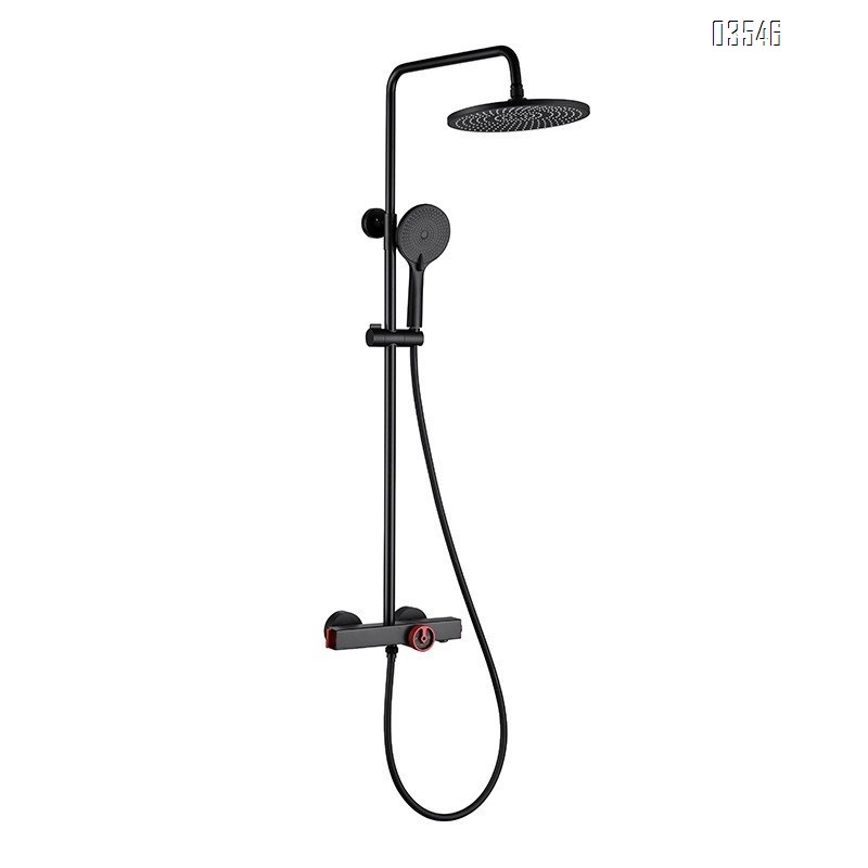 Black smart thermostatic shower head Set full Brass bathroom three-function pressure shower set Tap