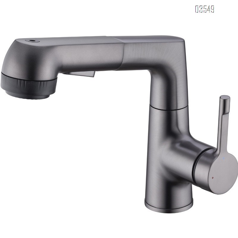 Brass White pull-out Digital Display basin faucet bathroom wash basin wash basin cold and hot faucet rotatable lifting
