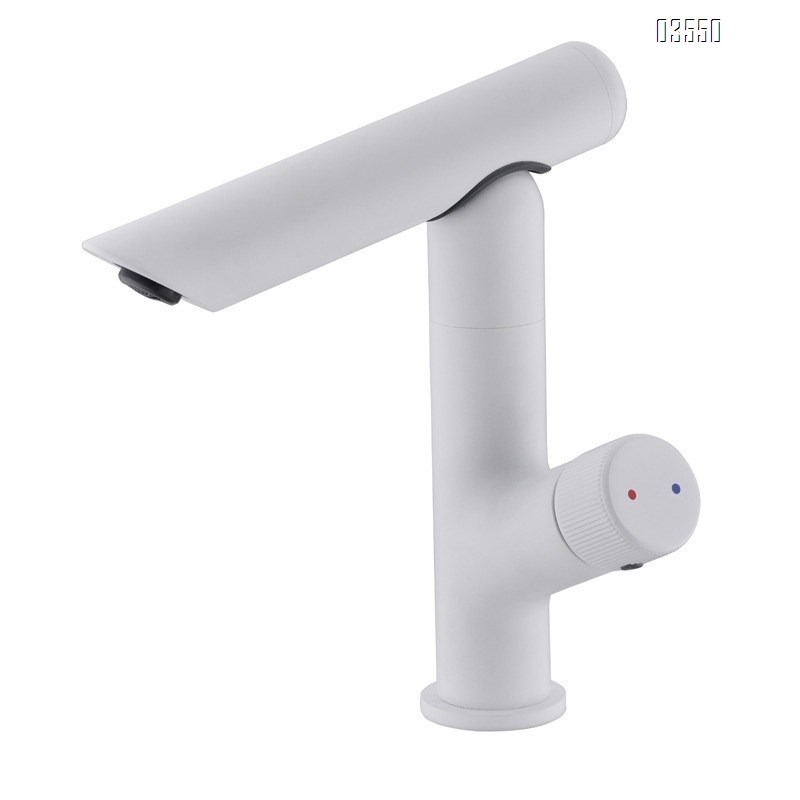 Bathroom sink wash basin splash-proof faucet white single hole hotel guesthouse cold and hot faucet rotatable