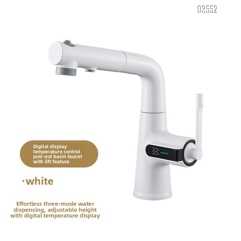 Multifunction 360° Rotating Extendable Kitchen Faucet Digital Led Temperature Display Faucet Bathroom Pull Out Basin Faucet