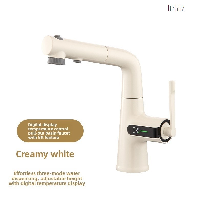 Multifunction 360° Rotating Extendable Kitchen Faucet Digital Led Temperature Display Faucet Bathroom Pull Out Basin Faucet