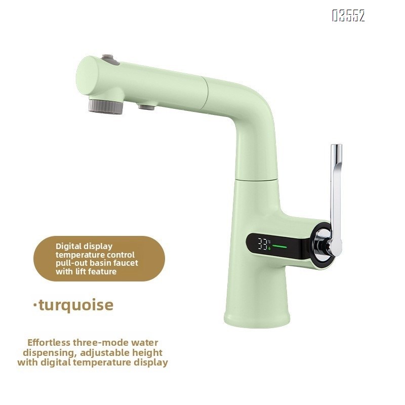 Multifunction 360° Rotating Extendable Kitchen Faucet Digital Led Temperature Display Faucet Bathroom Pull Out Basin Faucet