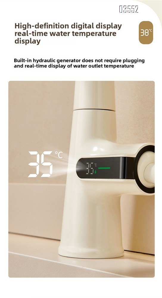 Multifunction 360° Rotating Extendable Kitchen Faucet Digital Led Temperature Display Faucet Bathroom Pull Out Basin Faucet