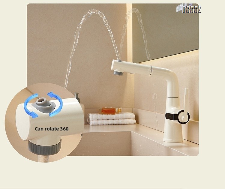 Multifunction 360° Rotating Extendable Kitchen Faucet Digital Led Temperature Display Faucet Bathroom Pull Out Basin Faucet