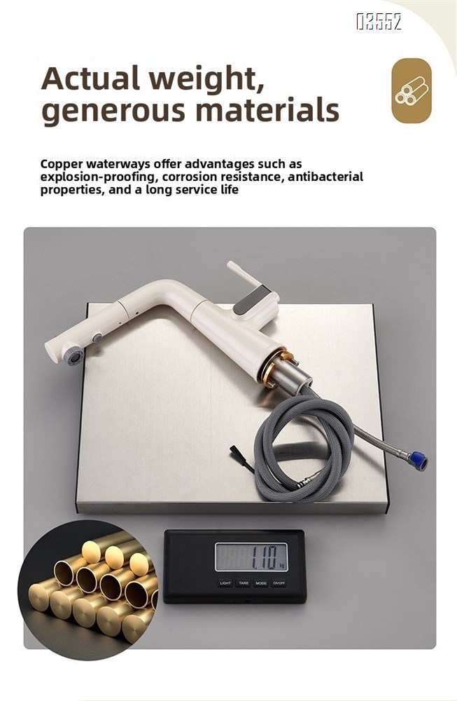 Multifunction 360° Rotating Extendable Kitchen Faucet Digital Led Temperature Display Faucet Bathroom Pull Out Basin Faucet