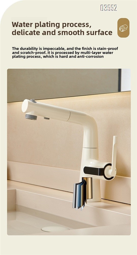 Multifunction 360° Rotating Extendable Kitchen Faucet Digital Led Temperature Display Faucet Bathroom Pull Out Basin Faucet