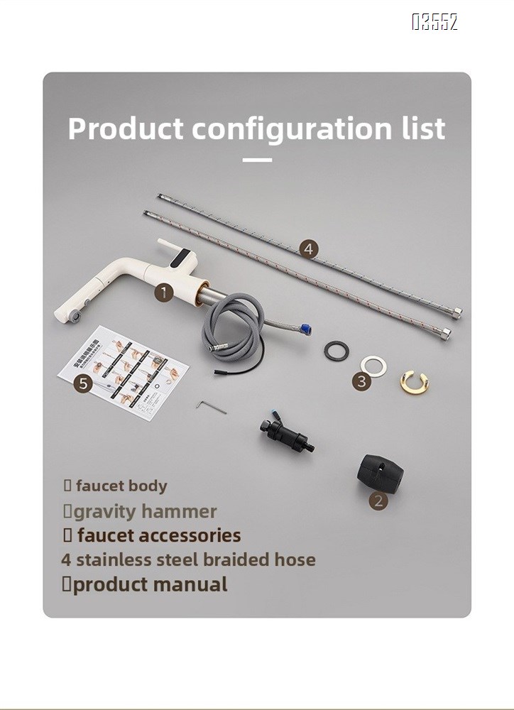 Multifunction 360° Rotating Extendable Kitchen Faucet Digital Led Temperature Display Faucet Bathroom Pull Out Basin Faucet