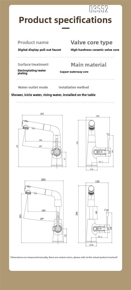 Multifunction 360° Rotating Extendable Kitchen Faucet Digital Led Temperature Display Faucet Bathroom Pull Out Basin Faucet