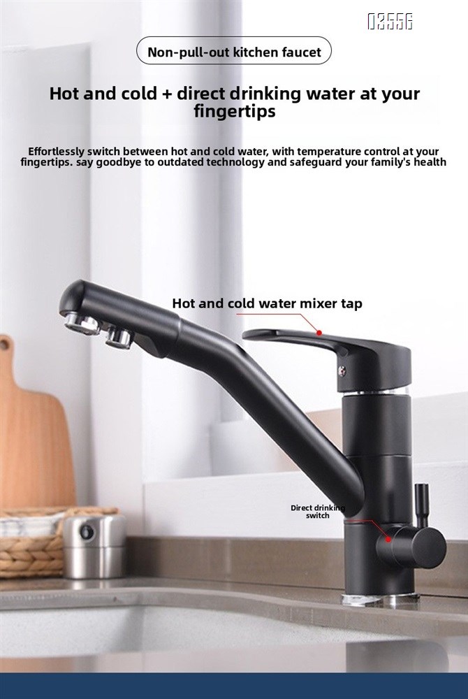 Dual Sprayer Drinking Water Tap Vessel Sink Mixer 360 Rotation Water Filter Tap Filtered Kitchen Sink Faucet