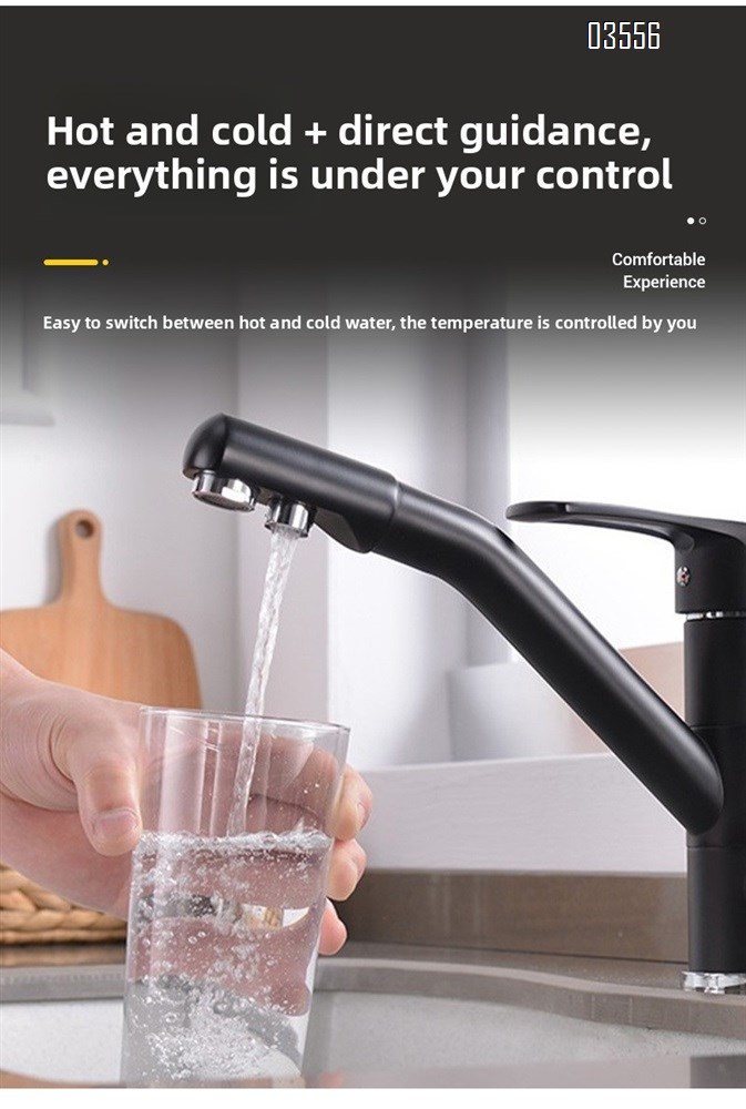 Dual Sprayer Drinking Water Tap Vessel Sink Mixer 360 Rotation Water Filter Tap Filtered Kitchen Sink Faucet
