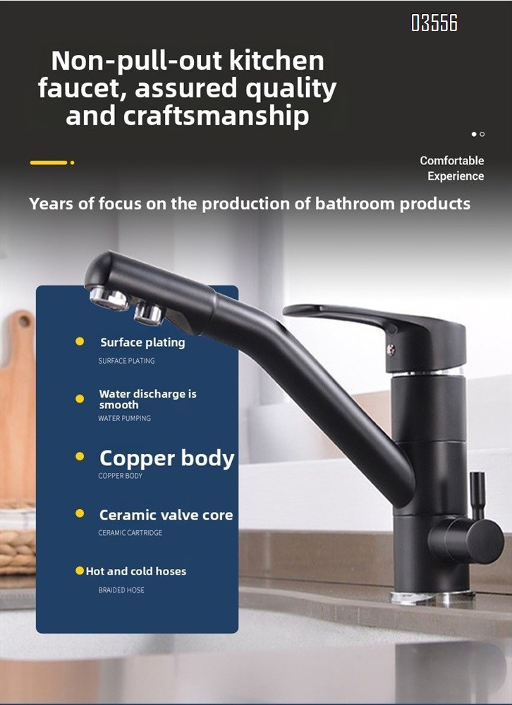 Dual Sprayer Drinking Water Tap Vessel Sink Mixer 360 Rotation Water Filter Tap Filtered Kitchen Sink Faucet
