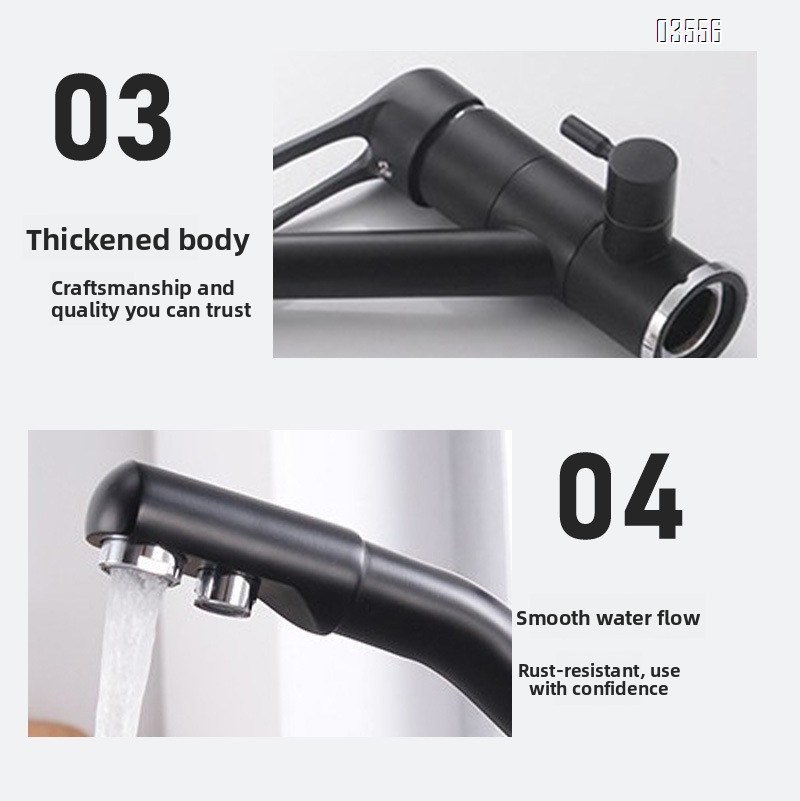 Dual Sprayer Drinking Water Tap Vessel Sink Mixer 360 Rotation Water Filter Tap Filtered Kitchen Sink Faucet