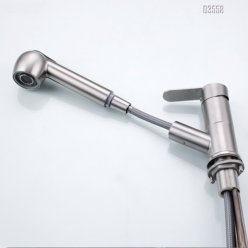 Modern Pull Out Basin Faucet with Dual Functions, Stainless Steel Basin Mixer,Brushed  Water Tap