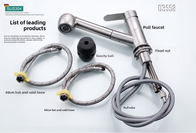 Modern Pull Out Basin Faucet with Dual Functions, Stainless Steel Basin Mixer,Brushed  Water Tap