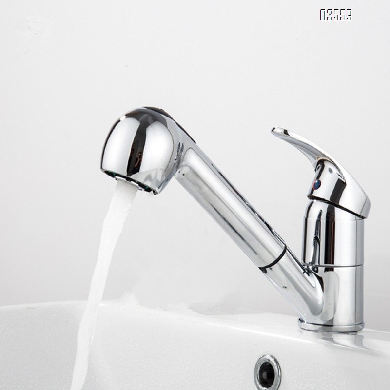 Modern Single-Handle Zinic Alloy Sink Faucet with Pull-Out Spout Sprayer Ceramic Valve  for Kitchen Bathroom