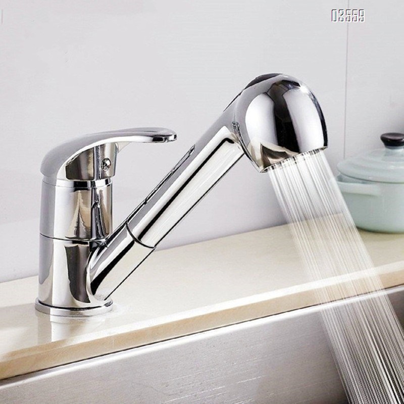 Modern Single-Handle Zinic Alloy Sink Faucet with Pull-Out Spout Sprayer Ceramic Valve  for Kitchen Bathroom