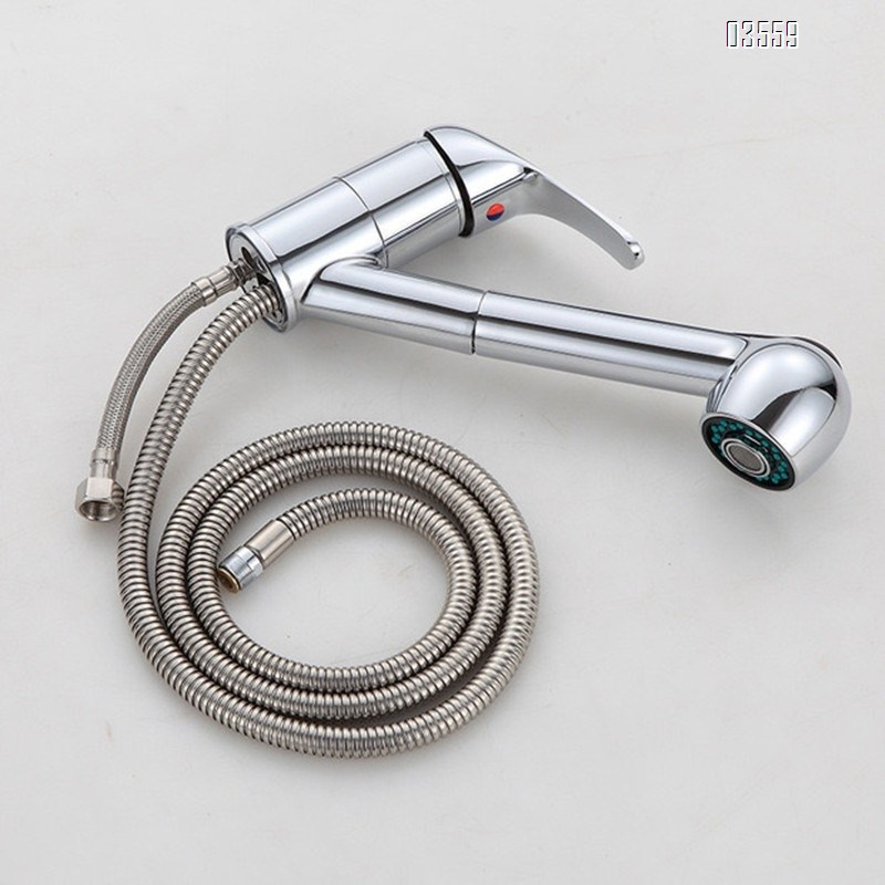 Modern Single-Handle Zinic Alloy Sink Faucet with Pull-Out Spout Sprayer Ceramic Valve  for Kitchen Bathroom