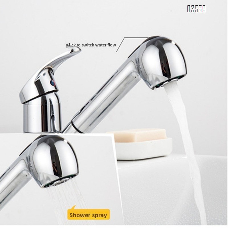 Modern Single-Handle Zinic Alloy Sink Faucet with Pull-Out Spout Sprayer Ceramic Valve  for Kitchen Bathroom
