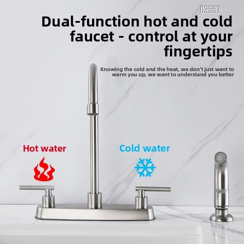 Modern Hot & Cold Kitchen Faucet Anti-Splash Pull-Out Ceramic Valve Handles Metered Faucets Brushed