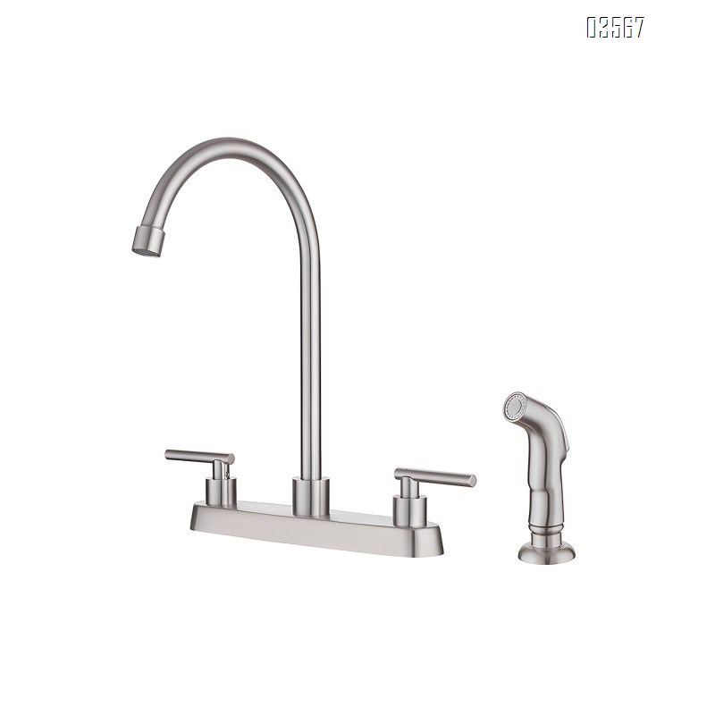 Modern Hot & Cold Kitchen Faucet Anti-Splash Pull-Out Ceramic Valve Handles Metered Faucets Brushed