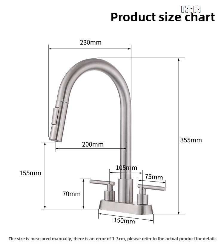 Modern Hot & Cold Kitchen Faucet Anti-Splash Pull-Out Ceramic Valve Handles Metered Faucets Brushed