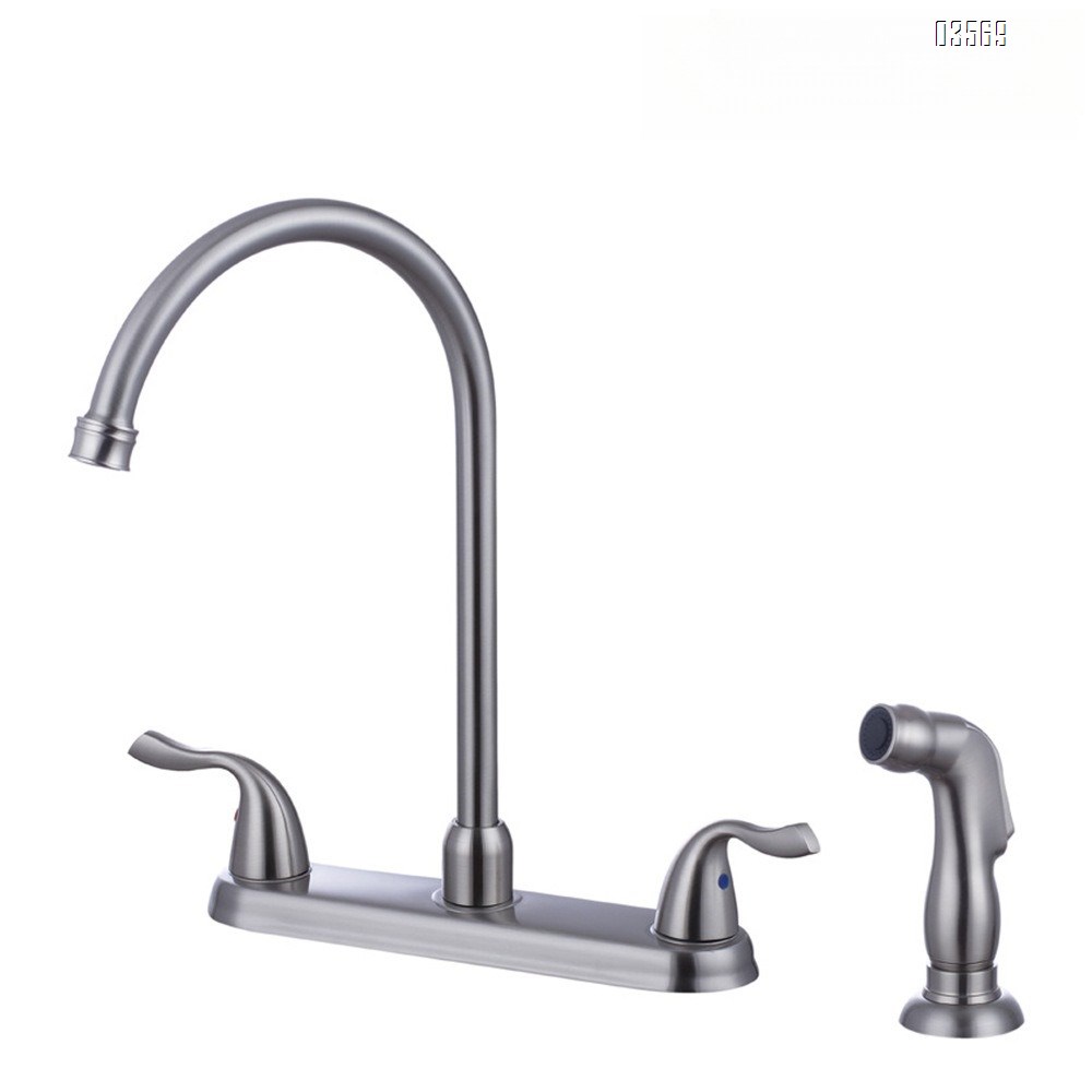 Modern Hot & Cold Kitchen Faucet Anti-Splash Pull-Out Ceramic Valve Handles Metered Faucets Brushed