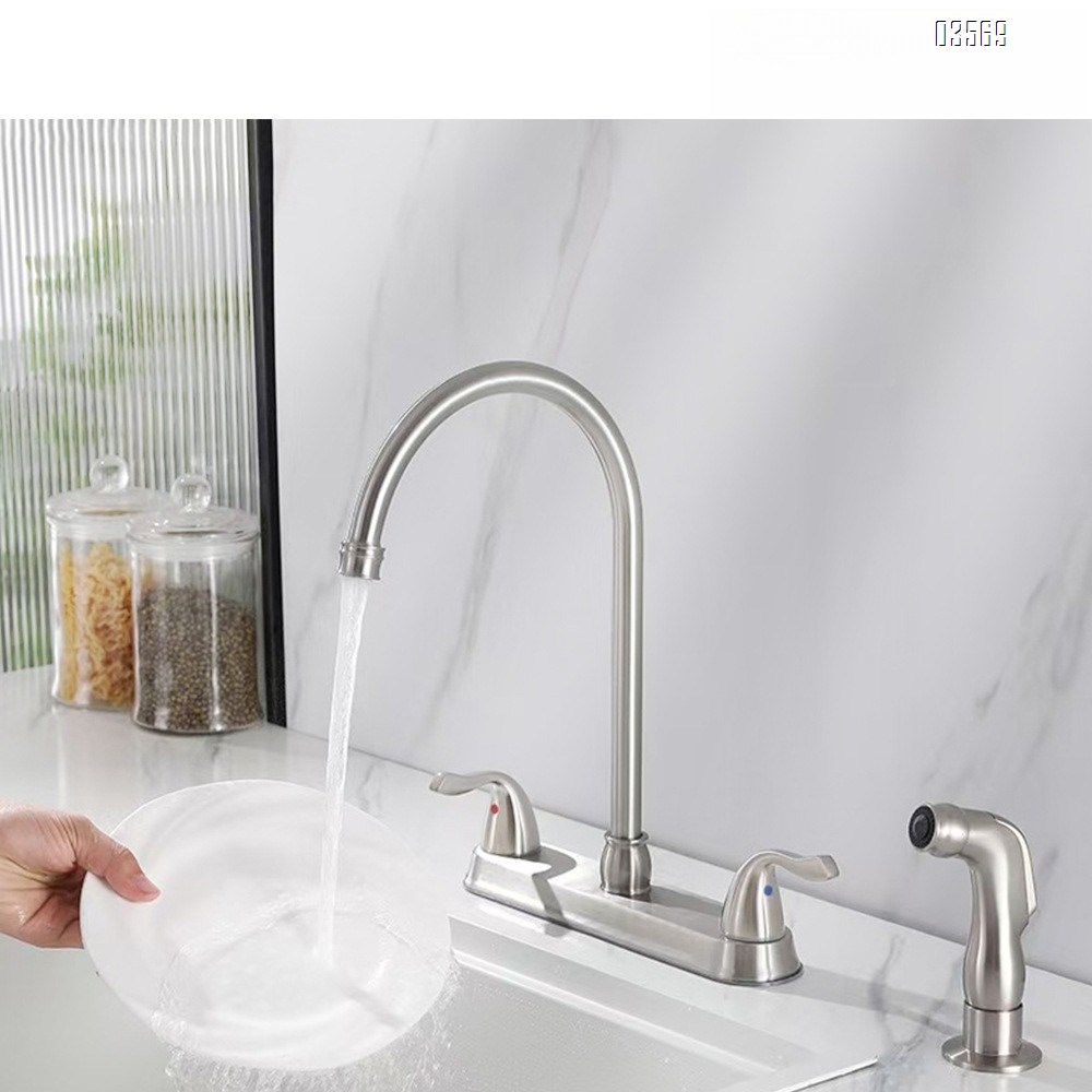Modern Hot & Cold Kitchen Faucet Anti-Splash Pull-Out Ceramic Valve Handles Metered Faucets Brushed