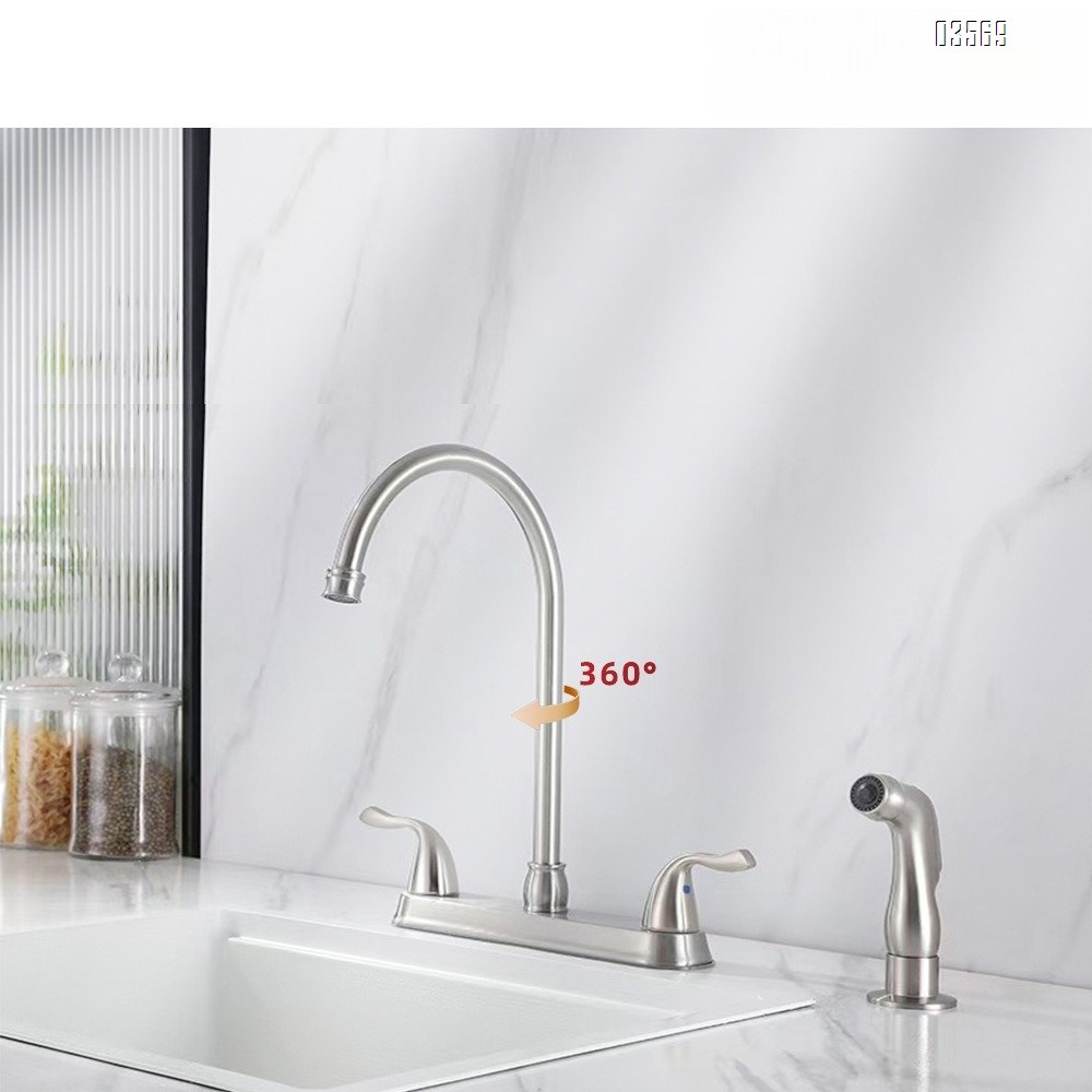 Modern Hot & Cold Kitchen Faucet Anti-Splash Pull-Out Ceramic Valve Handles Metered Faucets Brushed