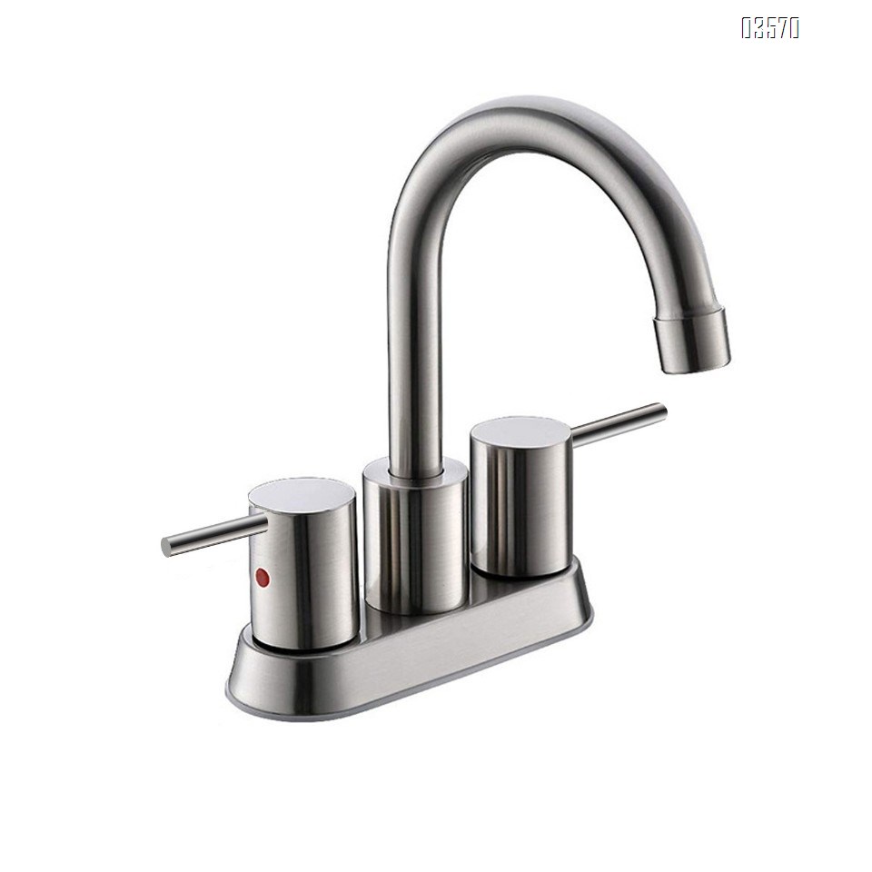 Modern Design High Arc Brushed Finish Kitchen Sink Faucet 2 Holes Kitchen Faucet with Side Sprayer
