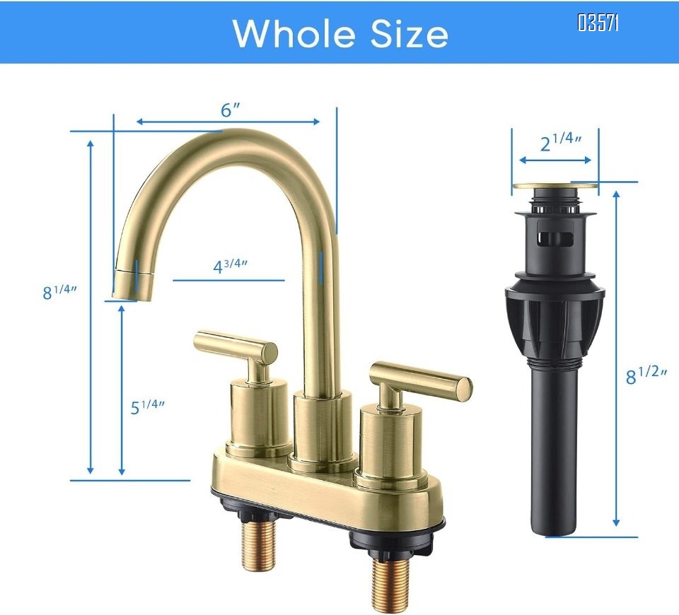 Household Dual Handle Kitchen Faucet Hot and Cold Brass Kitchen Sink Faucet Taps