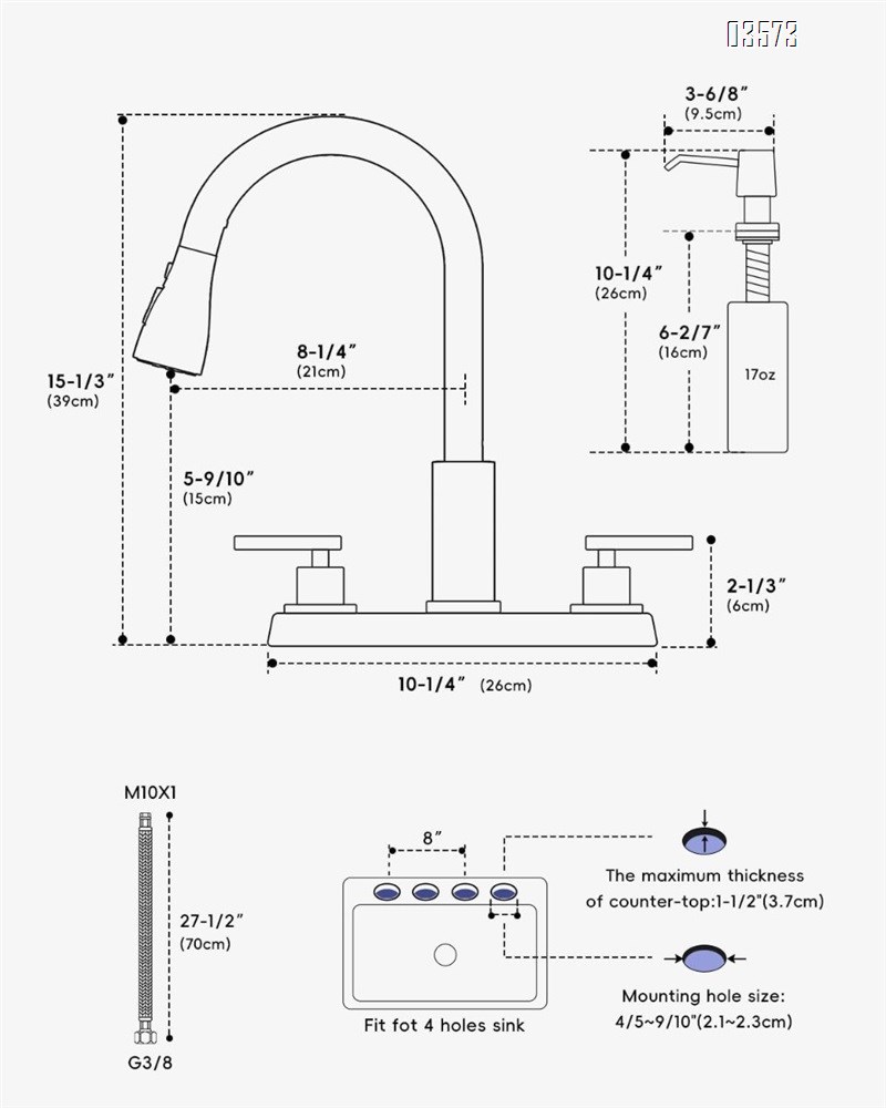 Dual Handle Kitchen Faucet with Pull Down Sprayer Dual Spray Mode Hot and Cold Mixer for Kitchen Bathroom and Hotels