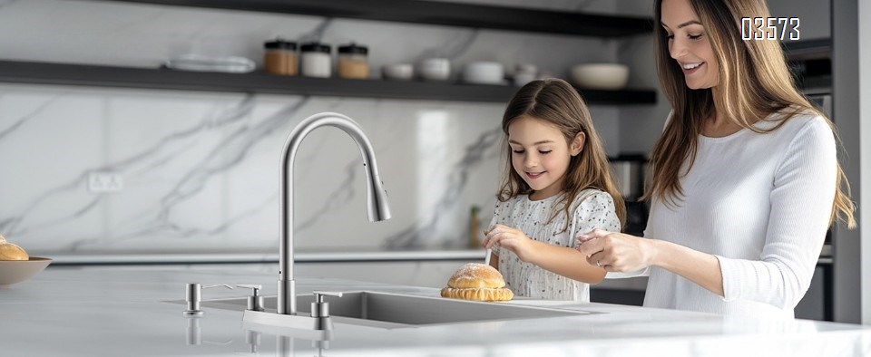 Dual Handle Kitchen Faucet with Pull Down Sprayer Dual Spray Mode Hot and Cold Mixer for Kitchen Bathroom and Hotels