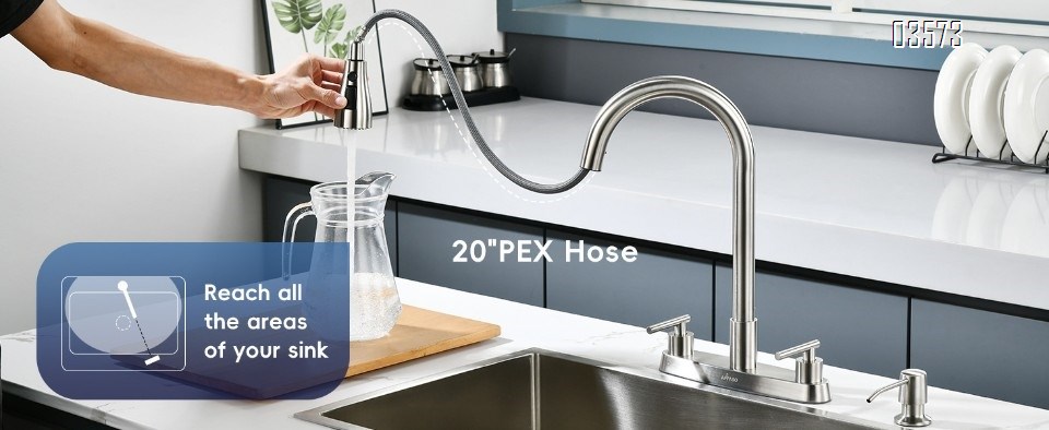 Dual Handle Kitchen Faucet with Pull Down Sprayer Dual Spray Mode Hot and Cold Mixer for Kitchen Bathroom and Hotels