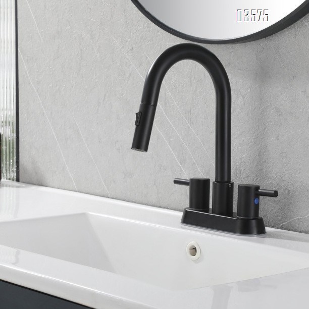 Modern Design High Arc Brushed Finish Kitchen Sink Faucet 2 Holes Kitchen Faucet with Side Sprayer